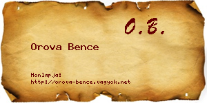 Orova Bence névjegykártya